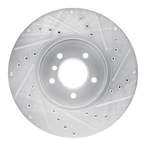 BMW 530XI Brake Rotor (1) - Front Left - R1 Concepts - Drilled & Slotted - Silver - `04-`10